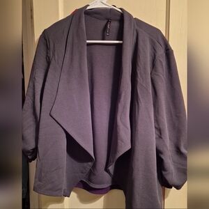 Dark Gray Open Front Cardigan
